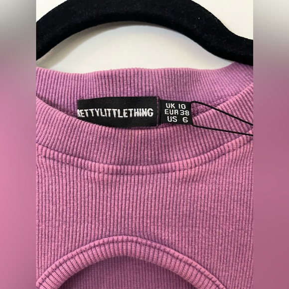 NWT PRETTYLITTLETHING acid wash bodycon ribbed cut out dress - Picture 3 of 3